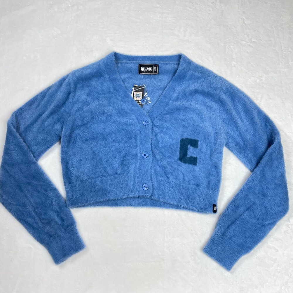 Bruzer Cardigan 100% Cotton Women Medium Blue NWT Columbia University Cropped